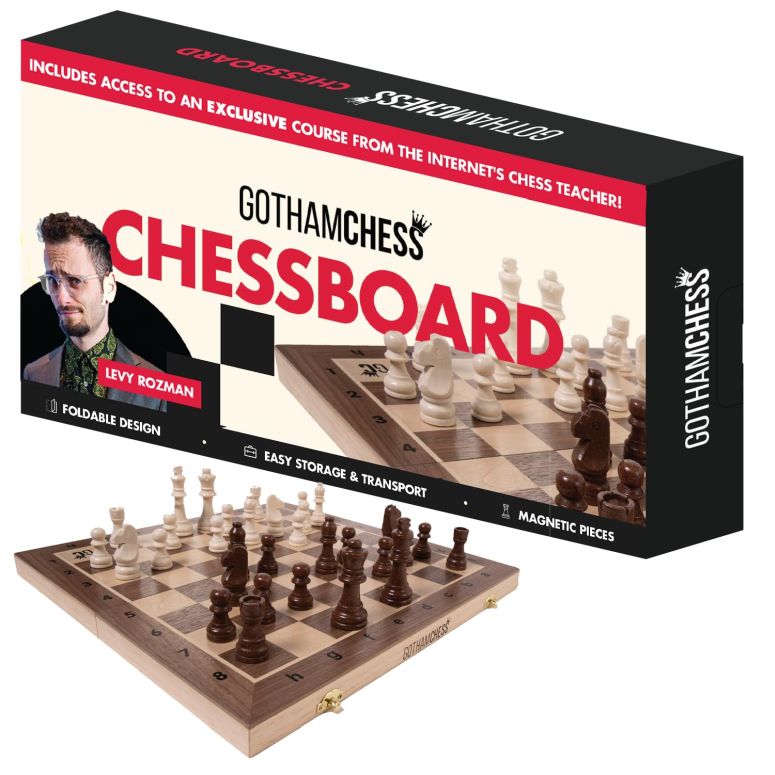 チェスセット GothamChess Board- Foldable, Magnetic Pieces, Quality Wood, Fitted Storage, Includes Course by International Master Levy Rozman 【並行輸入品】｜MJ-MARKET