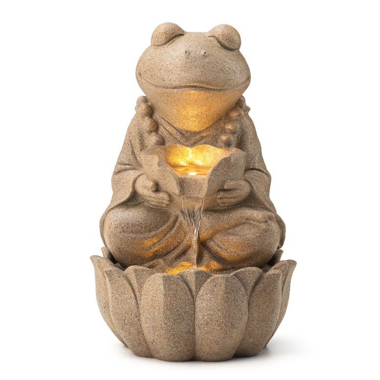 庭園 吹き上げ 室内装飾吹き上げ 置き型 吹き上げ 滝のオブジェ ウォーターフォールファウンテン Glitzhome Outdoor Fountains and Waterfalls Zen-Style Frog Water Fountain with LED \u0026 Pump, Patio Water Fountain Yard Fountain 2 Tier Floor Waterfal 【並行輸入品】