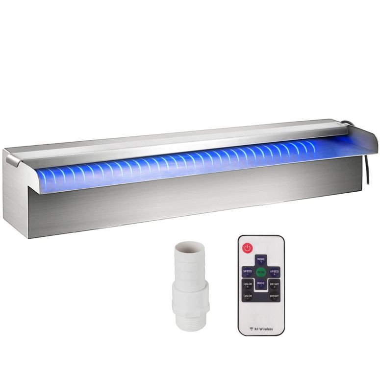 ガーデン 噴水 インテリア噴水 置き型 噴水 滝のオブジェ ウォーターフォールファウンテン VEVOR Pool Fountain Stainless Steel Pool Waterfall 11.8" x 4.5" x 3.1"(W x D x H) with LED Strip Light Waterfall Spillway with Pipe Connector Rect 【並行輸入品】｜MJ-MARKET
