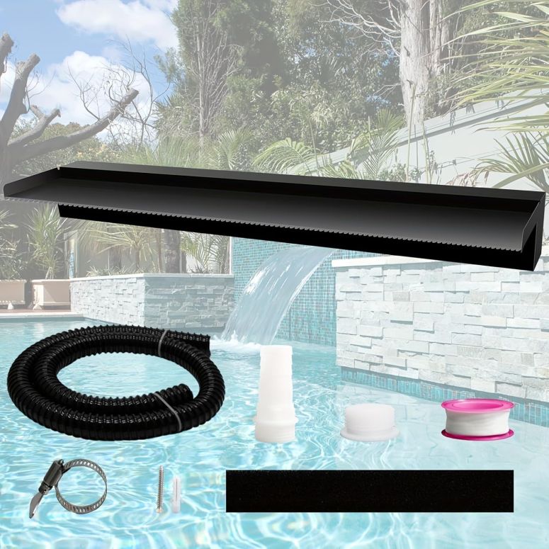 卓上 噴水 滝のオブジェ テーブルトップファウンテン インテリア噴水 Weejian Pool Fountain Stainless Steel Pond Waterfall Spillway Kits for Indoor/Outdoor Decorative, 36 Inches Black Pool Water Feature for Garden Patio, Backyard Koi Po 【並行輸入品】