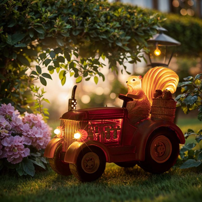 ガーデンライトLEDソーラーライト ソーラーパワー YUETJIN Solar Lighted Squirrel's Farm Tractor Statue, Outdoor D?cor for Lawn Garden, Yard, Flower-Pool, Harvest Decoration, Gfit for Father 【並行輸入品】|MJ-MARKET