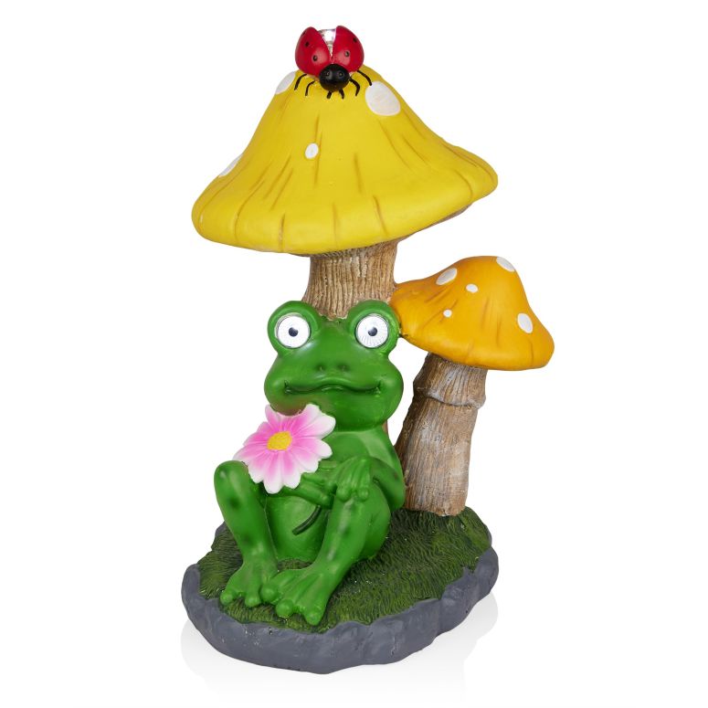 苑地点火装置LEDソーラー点火装置 ソーラー力強さ Alpine Corporation ZEN388SLR-L Frog Under Mushrooms Statue with LED Lights, Solar-Powered LED Frog Garden Statue, 24\" H, Green 【並行輸入品】"