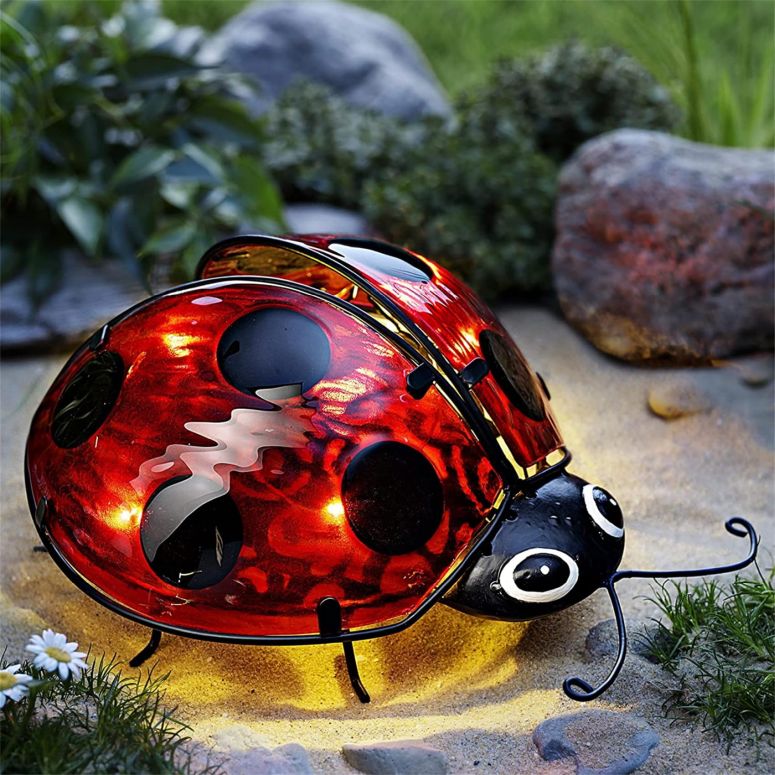 ガーデンライトLEDソーラーライト ソーラーパワー Elenon Garden Ladybug Decor Solar Lights, Metal Ladybugs Garden Figurines Outdoor Decorative, Solar Metal Yard Art Garden Sculptures & Statues for Patio Yard Pathway 【並行輸入品】|MJ-MARKET