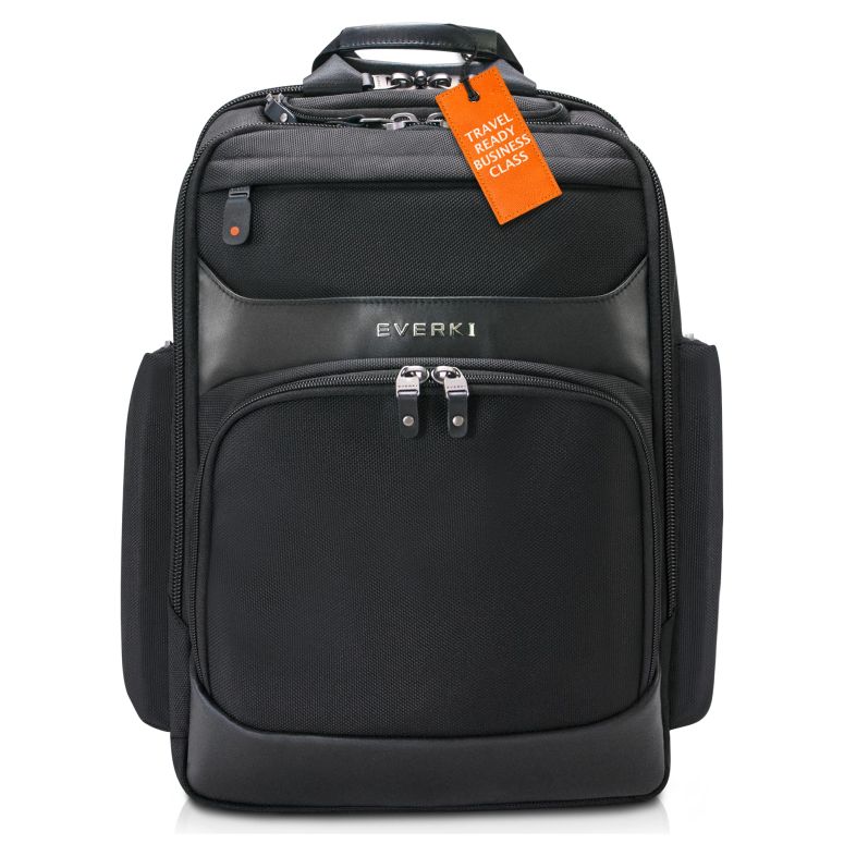 インコ 小鳥 バード トラベルキャリアー Everki Onyx Premium Business Executive Laptop Backpack 15.6 Inch - Ballistic Nylon and Leather Office Backpack Laptop Bag, Travel Friendly - Dedicated Compartment up to 25L Capacity (EKP132), B 【並行輸入品】