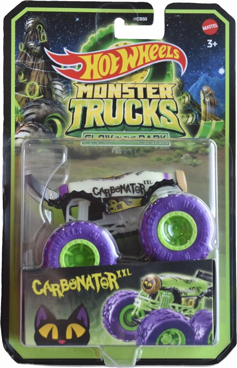 ホットウィール モンスタートラック Hot Wheels Monster Trucks Glow in The Dark 1:64 Scale Trucks (Carbonator XXL) 【並行輸入品】