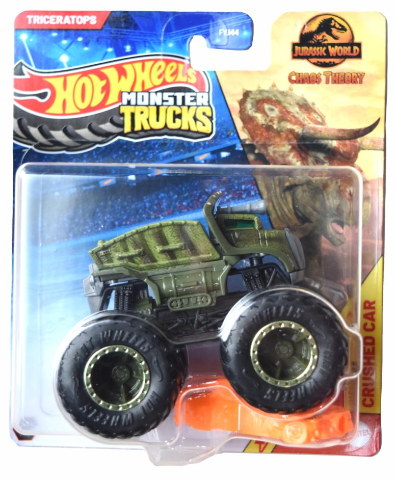 ホットウィール モンスタートラック Hot Wheels Monster Trucks Triceratops, 1:64 Scale Includes Crushed Car 【並行輸入品】｜MJ-MARKET