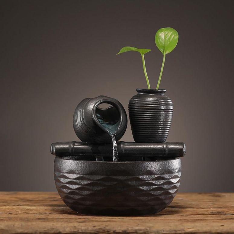 ガーデン 噴水 インテリア噴水 置き型 噴水 滝のオブジェ ウォーターフォールファウンテン Ceramic Tabletop Desktop Fountain Water Feature Decoration Indoor Home Office 【並行輸入品】
