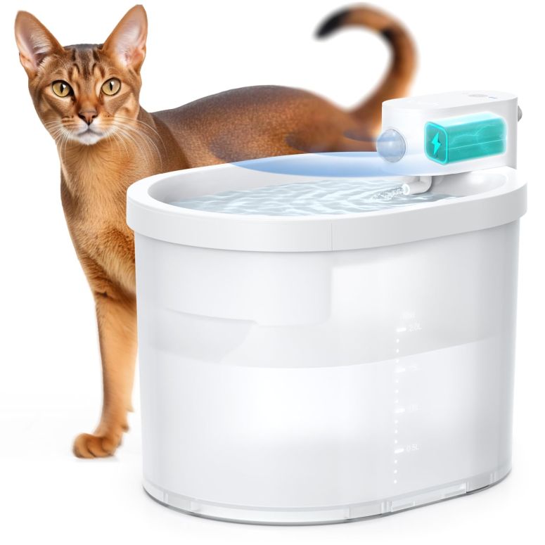 卓上 噴水 滝のオブジェ テーブルトップファウンテン インテリア噴水 uahpet Cat Water Fountain, Wireless & Battery Operated 2L/67oz Pumpless Automatic Pet Fountain with Motion Sensor, Food-Grade ABS Tray, Easy to Clean Water Dispenser 【並行輸入品】