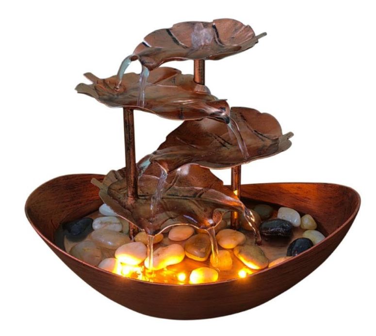 卓上 噴水 滝のオブジェ テーブルトップファウンテン インテリア噴水 YOUUGIOR Tabletop Water Fountain Lotus Leaf Flowing Water, Home D?cor Soothing Sound Machine with LED Night Light, Automatic Pump USB 【並行輸入品】