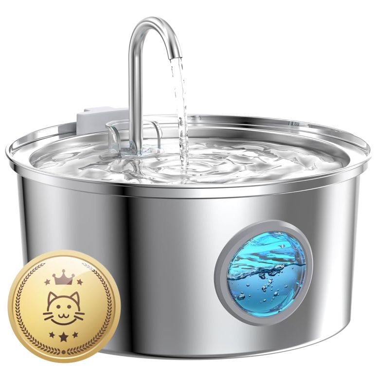 卓上 噴水 滝のオブジェ テーブルトップファウンテン インテリア噴水 Pet Water Fountain Stainless Steel: 108oz/3.2L Cat Water Fountains for Cats Indoor - Metal Cat Fountain Bowl - Faucet Kitty Water Fountains with Led Light - Cat Pet W 【並行輸入品】
