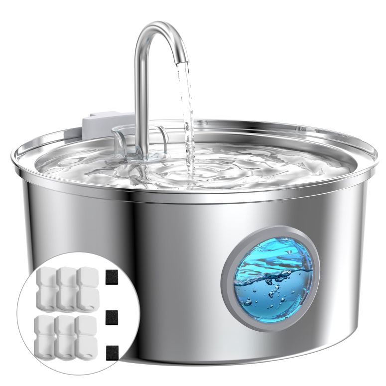 卓上 噴水 滝のオブジェ テーブルトップファウンテン インテリア噴水 Cat Fountains for Drinking Stainless Steel: 108oz/3.2L Cat Water Fountain Led Light - Running Pet Water Fountain Filtered - GIOTOHUN Faucet Like Pet Water Fountains f 【並行輸入品】