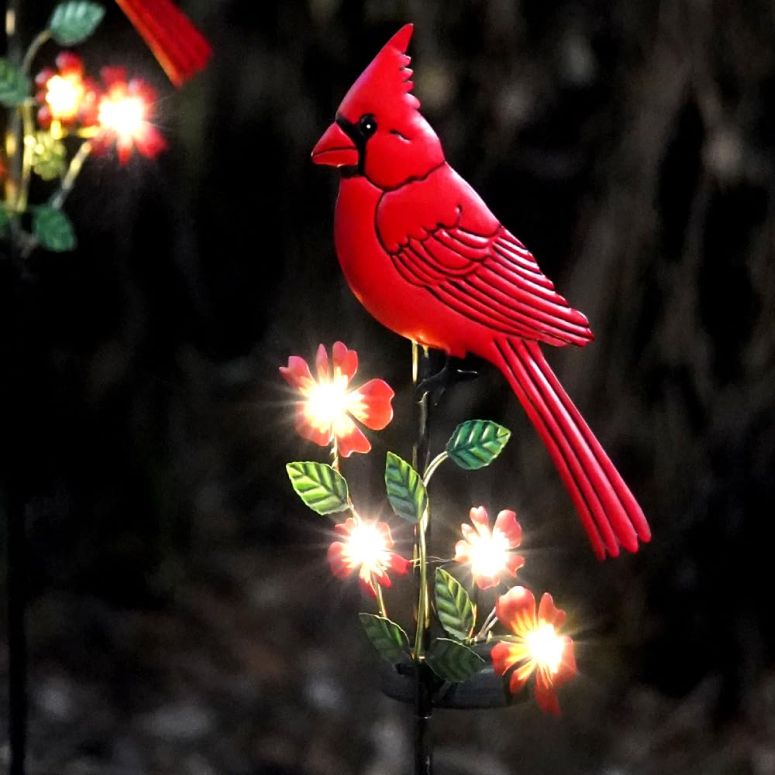 ガーデンライトLEDソーラーライト ソーラーパワー Cardinal Decor Garden Stake,Solar Metal Yard Art Red Cardinal, Cardinal Bird Figurine Lights with Powered LED Garden Sculptures & Statues, Outdoor Decor for Balcony, Yard, Lawn, Pathwa 【並行輸入品】