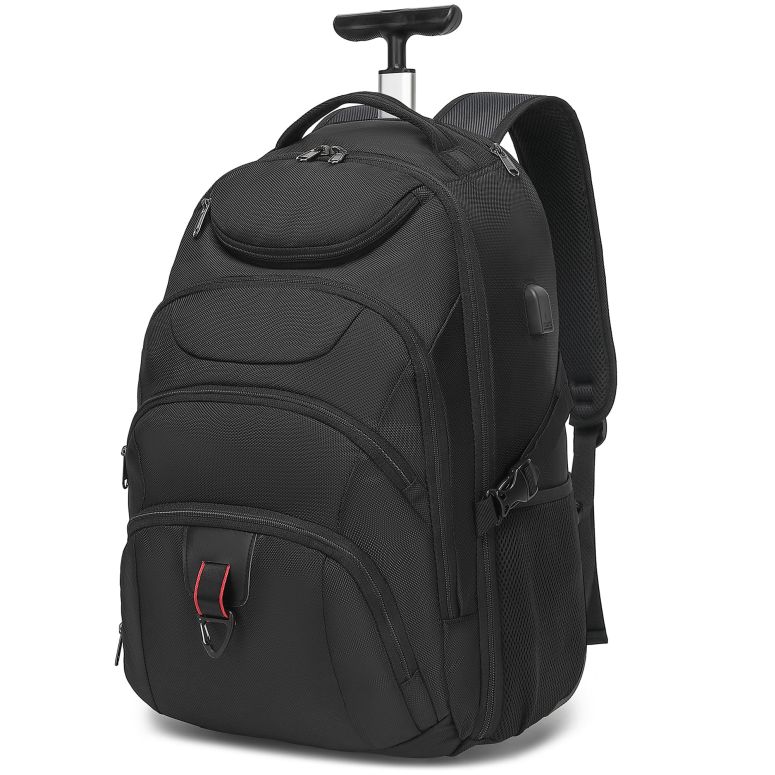 インコ 小鳥 バード トラベルキャリアー Boavan Rolling Backpack,17 inch Water Resistant Wheeled Backpack,Carry on Luggage Business Bag, Overnight College Computer Trolley Suitcase for Men Women Adults to Travel，Black 【並行輸入品】