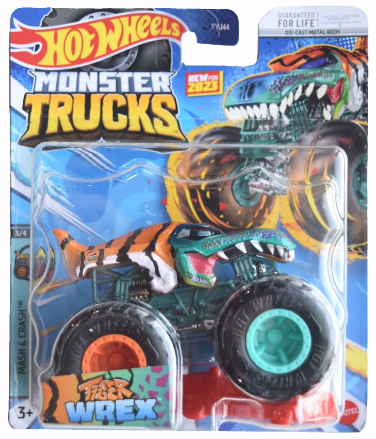 ホットウィール モンスタートラック Hot Wheels Monster Trucks Tiger Wrex, Mash & Crash 3/4 Connect and Crash Car 【並行輸入品】|MJ-MARKET
