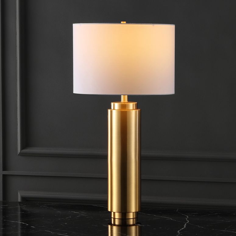 サファヴィヤ safavieh テーブルランプ サファビヤ サファヴィア SAFAVIEH Couture Lighting Collection Terry Modern Metal Pillar Gold/White 30-inch Bedroom Living Room Home Office Desk Nightstand Table Lamp (LED Bulb Included) 【並行輸入品】