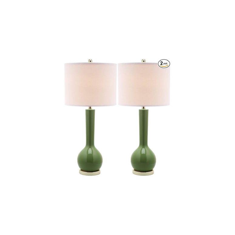 サファヴィヤ safavieh 時刻表照明ランプ サファビヤ サファヴィア SAFAVIEH Lighting Collection Mae Long Neck Modern Contemporary Green Ceramic 31-inch Bedroom Living Room Home Office Desk Nightstand Table Lamp Set of 2 (LED Bulbs Includ 【並行輸入品】