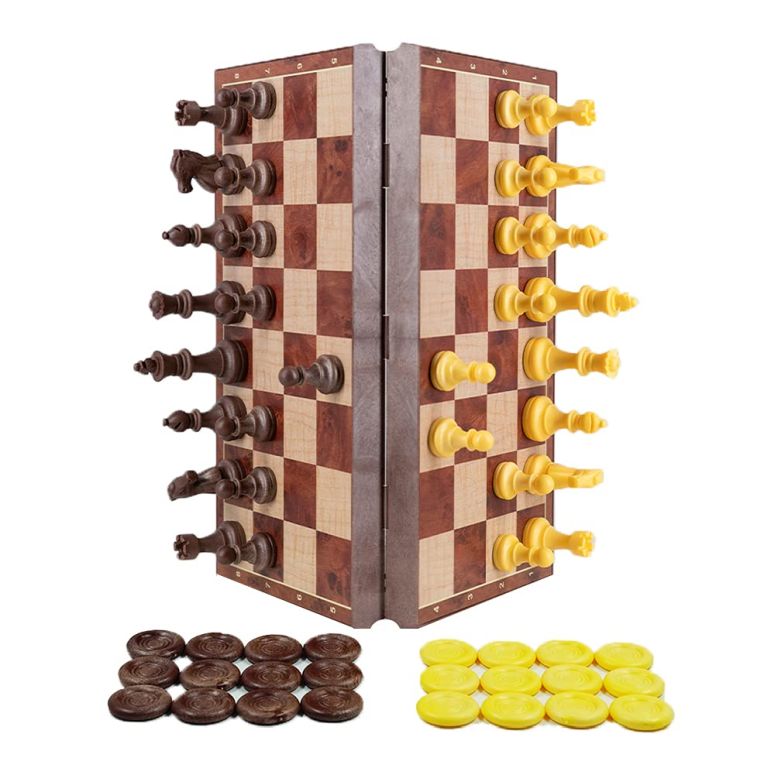 チェスセット WEofferwhatYOUwant 2-in-1 Magnetic Travel Chess Set ? Chess & Checkers Medium Size ? Folding Wood Color Board ? 12.4&rdquo; 【並行輸入品】｜MJ-MARKET