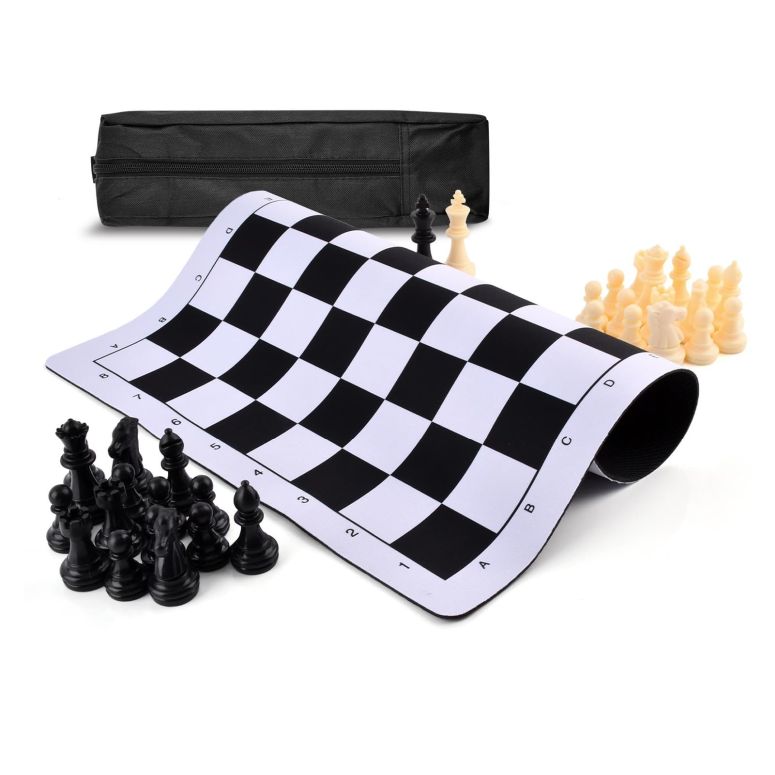 チェスセット Portable Chess & Checkers Set, 35cm Tournament Chess Mat with Chess & Storage Bag, Chess Rollable Chessboard, Roll Up Chess Board Travel Chess Sets(Size:35cm) 【並行輸入品】