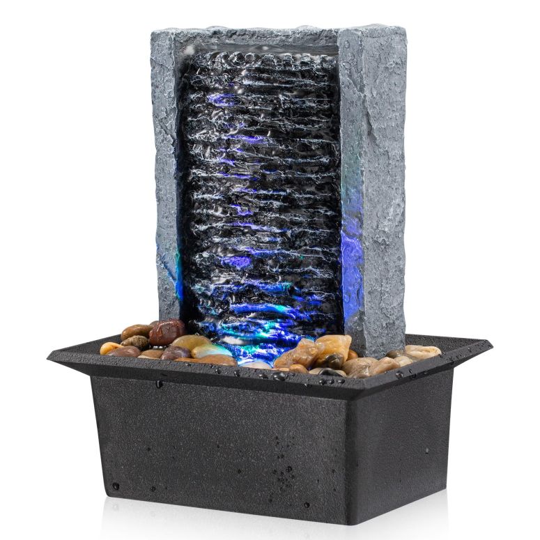 卓上 噴水 滝のオブジェ テーブルトップファウンテン インテリア噴水 AMOOTEK Tabletop Fountain Indoor Waterfall Fountain Rock Waterfall Indoor Fountain LED-Lights Water Feature Waterfall for Modern Home and Office Indoor Decoration, Cl 【並行輸入品】｜MJ-MARKET