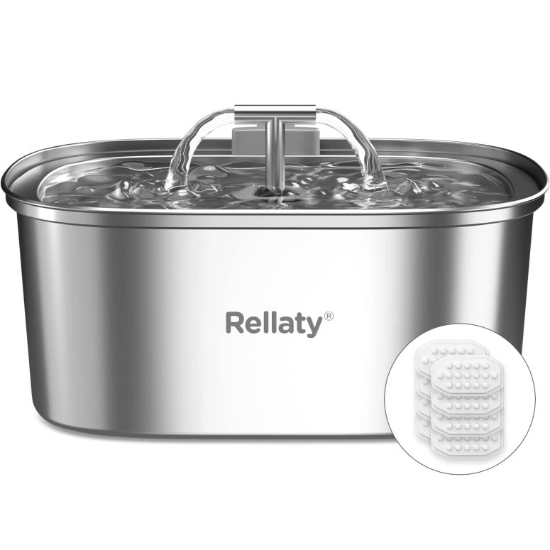 卓上 噴水 滝のオブジェ テーブルトップファウンテン インテリア噴水 Cat Water Fountain Stainless Steel: 3.2L/108oz Pet Foundatin Water Bowl for Cats Inside Automatic Dog Drinking Dispenser Dish Animal Feeding & Watering Supplies Water 【並行輸入品】