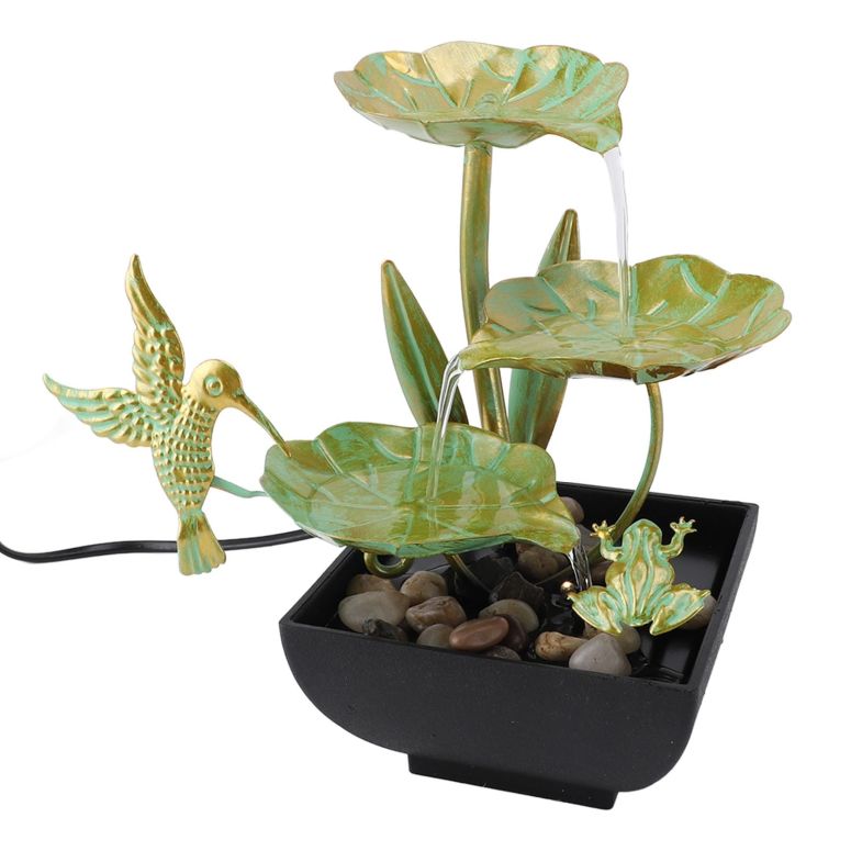 卓上 噴水 滝のオブジェ テーブルトップファウンテン インテリア噴水 Tabletop Water Fountain, Bird Lotus Waterfall Fountain with LED Lights and Silent Pump, USB Flowing Water Landscape Fountain Decor for Living Room Office Garden 【並行輸入品】