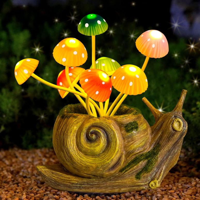 ガーデンライトLEDソーラーライト ソーラーパワー Solar Lights Outdoor Fairy Garden Accessories, Snail Statues Garden Decor for Outside, Gifts for Mother's Day Yard Decorations Patio Lawn Porch Balcony, Unique Housewarming Gifts for W 【並行輸入品】