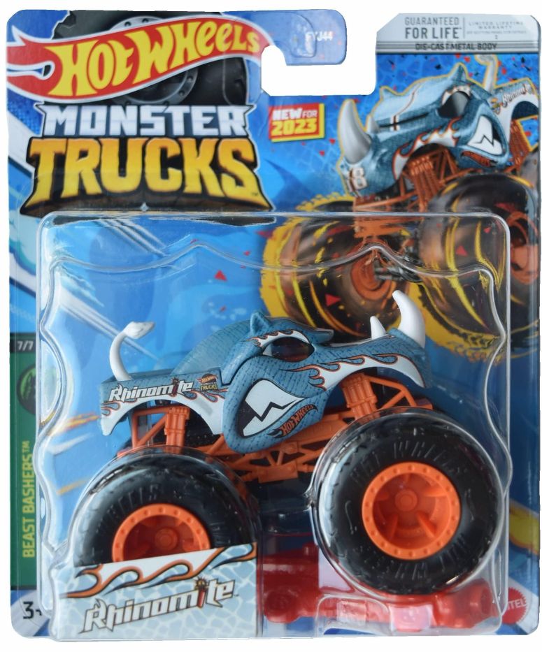 ホットウィール モンスタートラック Hot Wheels Monster Trucks Rhinomite, Beast Bashers 7/7 Connect and Crash Car 【並行輸入品】