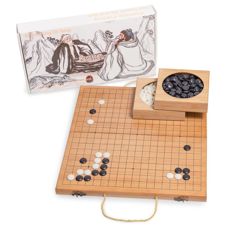 チェス仕かける 19 x19 Folding Go Game Set Board with and Bamboo Bowls and Imitation Jade Go Pieces。 【並行輸入品】 ファミリートイ・ゲーム-おもちゃ-チェス
