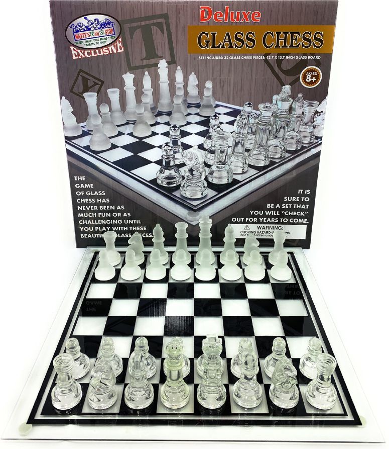 チェスセット Matty's Toy Stop Deluxe Frosted & Clear Glass Chess Set (14") Large 【並行輸入品】｜MJ-MARKET