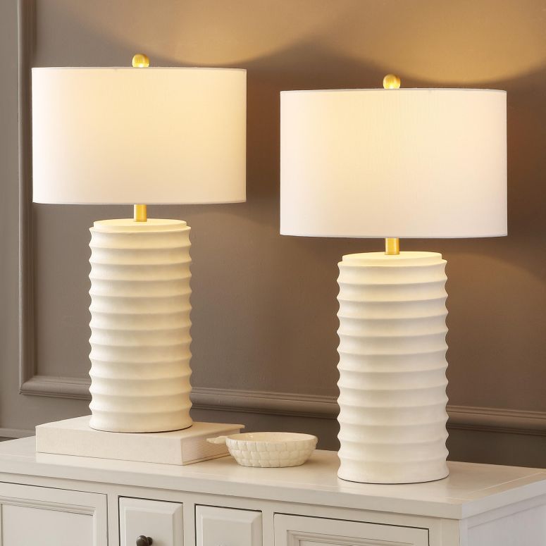 サファヴィヤ safavieh 時刻表照明ランプ サファビヤ サファヴィア SAFAVIEH Lighting Collection Melina Bone \u0026 White 29-inch Table Lamp Set of 2 (LED Bulbs Included) 【並行輸入品】