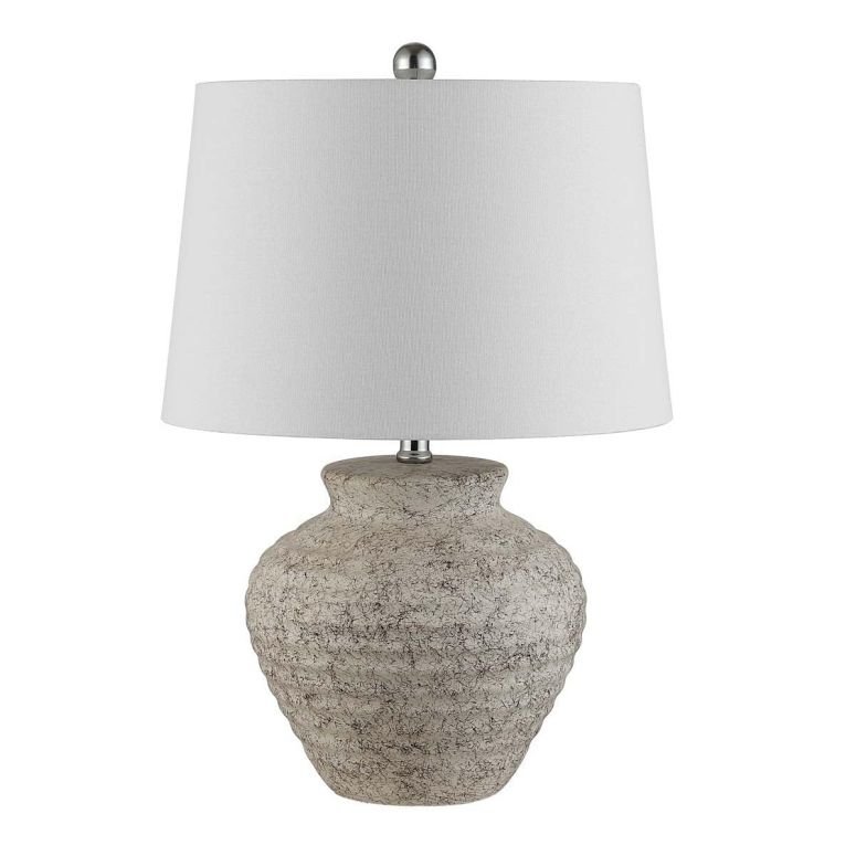 サファヴィヤ safavieh テーブルランプ サファビヤ サファヴィア SAFAVIEH Lighting Collection Ledger Rustic Farmhouse Light Grey Ceramic 23-inch Bedroom Living Room Home Office Desk Nightstand Table Lamp (LED Bulb Included) 【並行輸入品】