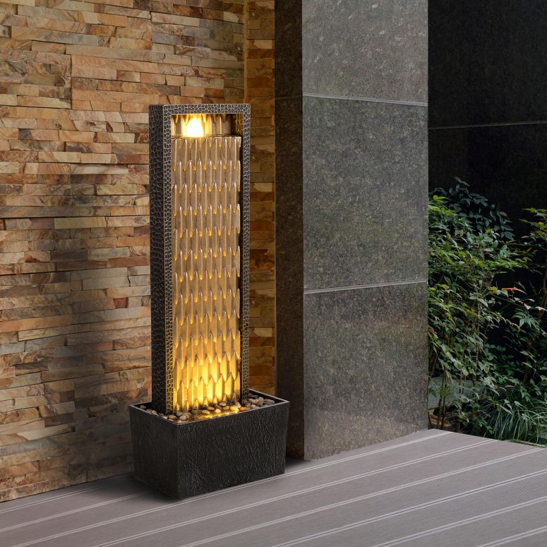 ガーデン 噴水 インテリア噴水 置き型 噴水 滝のオブジェ ウォーターフォールファウンテン Kalona Modern Outdoor Water Fountain with LED Lights, 35.8" Tall Garden Fountain for Patio Backyard, Resin Waterfall Feature, Large Yard Water Dec 【並行輸入品】|MJ-MARKET