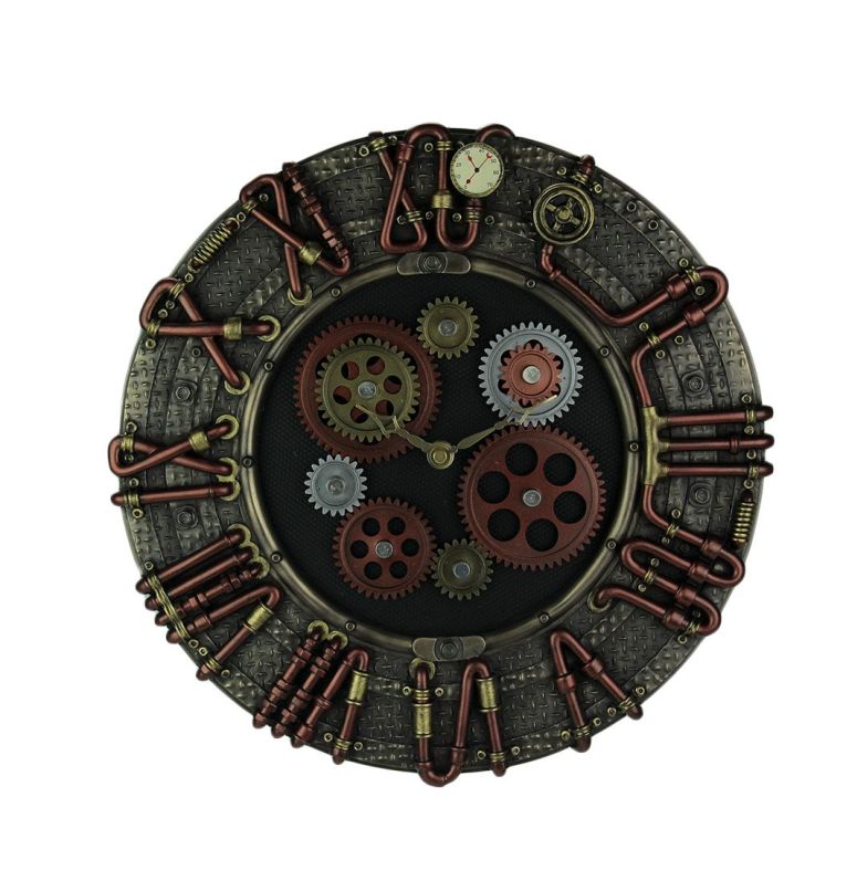 飾りもの時辰儀 今めかしい VERONESE DESIGN Steampunk Electricity Conduit Piping Wall Clock 【並行輸入品】
