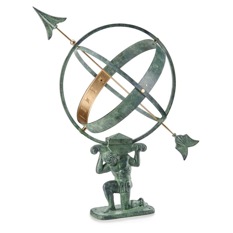 日晷儀 Good Directions 28\" Verdigris Atlas Armillary Sundial with Brass Accents 【並行輸入品】"