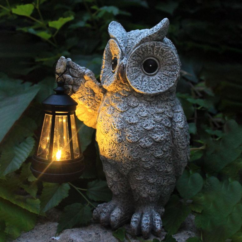 ガーデンライトLEDソーラーライト ソーラーパワー Garden Statues, owl Outdoor Figurines Decorated with Solar Lights, Unique Christmas Birthday Gifts for Moms, Grandmas, Women, Wives, Sisters (Grey Owl1) 【並行輸入品】