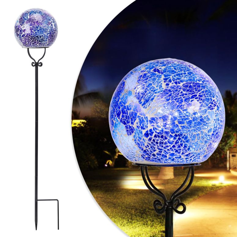 ガーデンライトLEDソーラーライト ソーラーパワー Solar Lights Outdoor Decorative Solar Mosaic Garden Stakes Cracked Glass Decorative Waterproof Outdoor Lights for Landscape Patio Yard Walkway Decoration Purple 【並行輸入品】｜MJ-MARKET