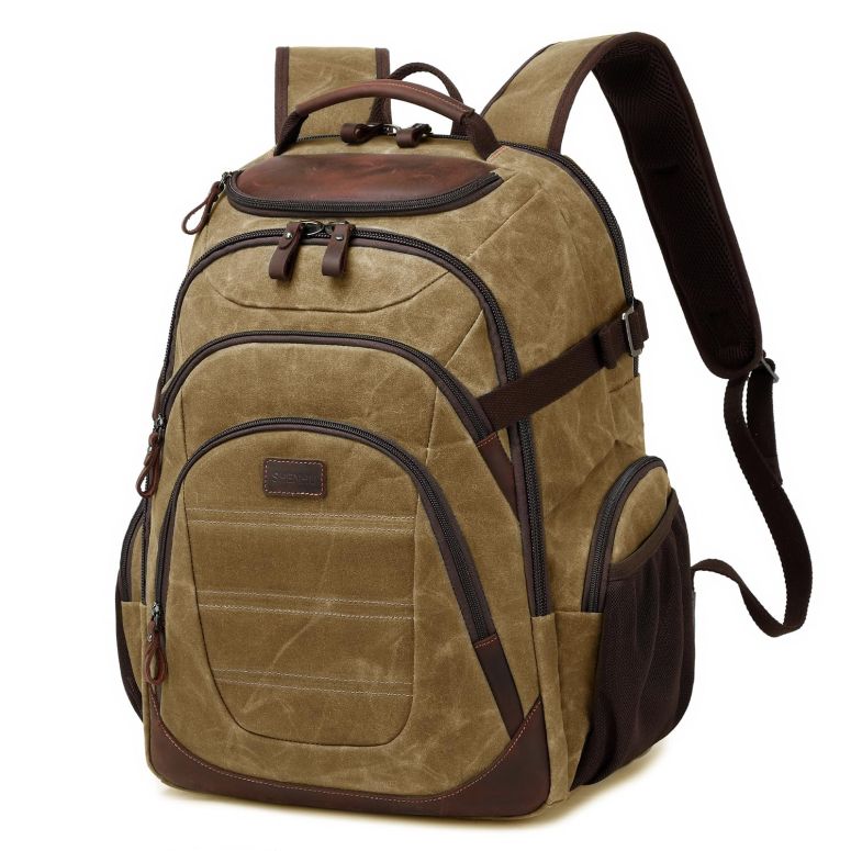 インコ 小鳥 バード トラベルキャリアー SHENHU Travel Laptop Backpack 17.3 inch XL Computer Backpack for Men Waxed Canvas College Daypack Business Backpack Brown 【並行輸入品】