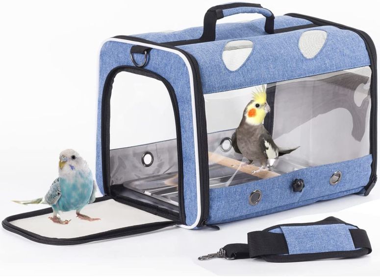 インコ 小鳥 バード トラベルキャリアー ORIZZP Bird Carrier, Bird Travel Carrier for Parrot with Wooden Perch and Tray, Bird Carrying Carrier(Blue, Bird Carrier) 【並行輸入品】