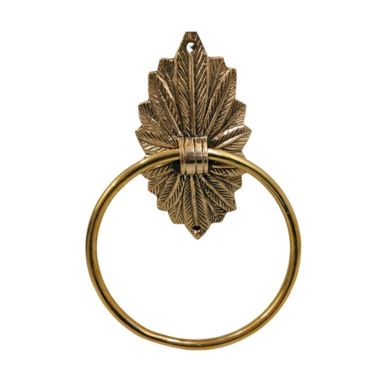 ドアノッカー Handmade Floral Door Knocker 6 Inch Solid Brass Leaf Design Vintage Style Heavy Striker Front Gate Knocker Ideal for Housewarming Gift and Decor 【並行輸入品】