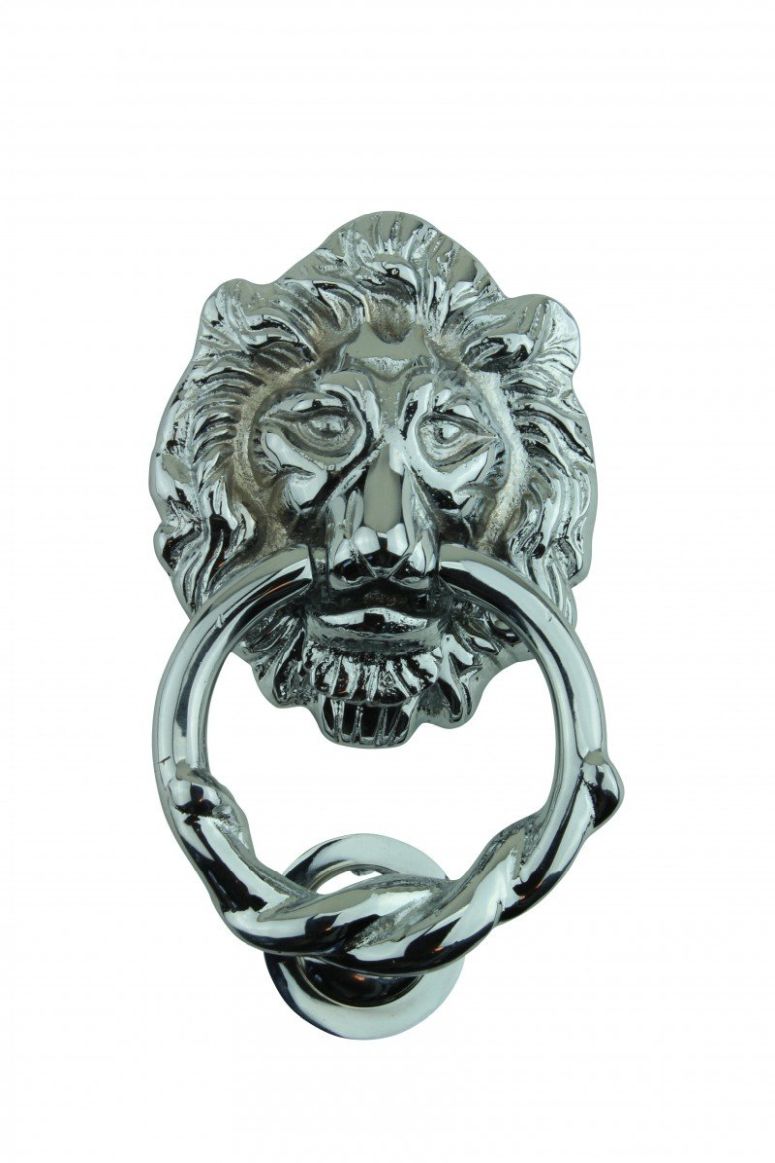 ドアノッカー Renovators Supply Manufacturing Chrome Plated Solid Cast Brass Lion Front Door Knocker 6.25\