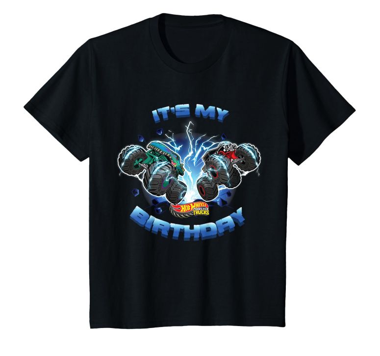 ホットウィール モンスタートラック Kids Hot Wheels Monster Trucks - It's My Birthday Smash and Crash T-Shirt 【並行輸入品】