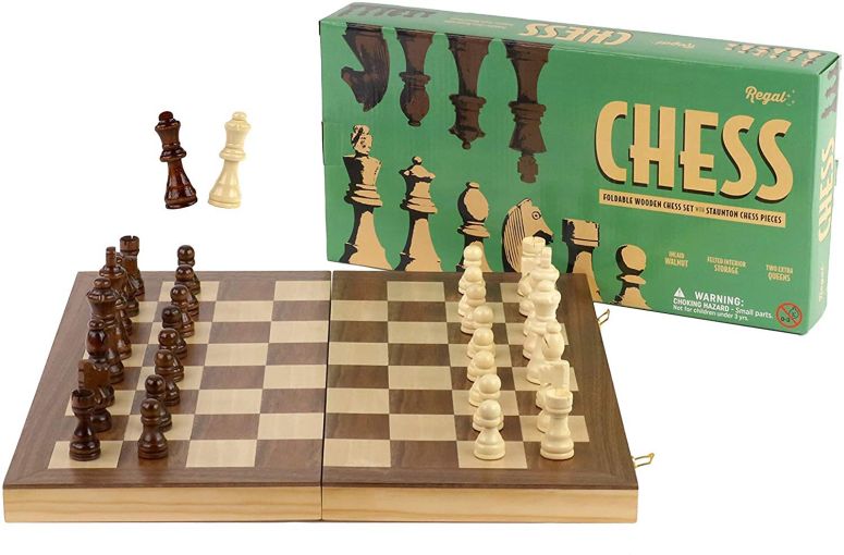 チェスセット Regal Games Wooden Chess Sets for Adults with Folding Chess Board (15 x 15) & Wood Chess Pieces | Travel & Portable Table Games for Fun Family Game Night 【並行輸入品】