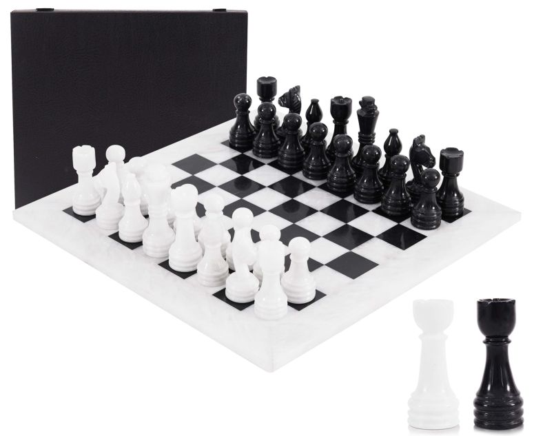 チェス仕かける Marble Chess Set 15 Inch Handmade White \u0026 Black Board Game with Storage Box, Classic Travel Chess Set for Adults with Pieces \u0026 2 Extra Queens, Elegant Gift \u0026 Home D?cor 【並行輸入品】 ファミリートイ・ゲーム-おもちゃ-チェス