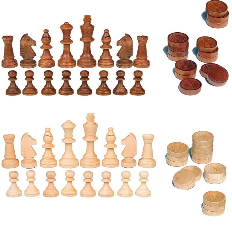 チェス仕かける NiSotieb 2 インチ 1 Chess Pieces Wood Chess Pieces + Checker Pieces Without Board (3.5 inches) 【並行輸入品】 おもちゃ-チェス
