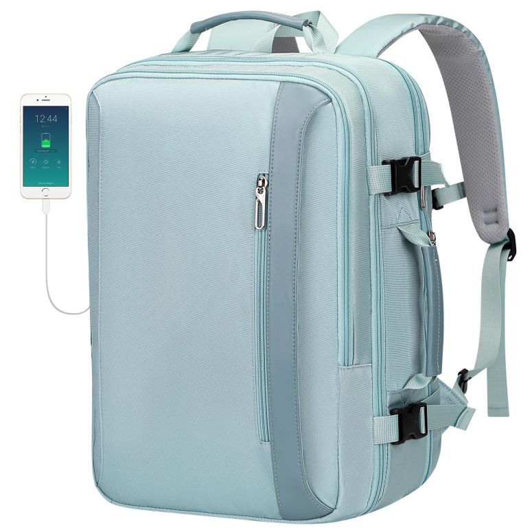 インコ 小鳥 バード トラベルキャリアー PIJUSHI Travel Backpack for Women Expandable Carry on Backpacks Flight Approved 40L 16 inch Laptop Bag with USB Port(PE034 Blue) 【並行輸入品】