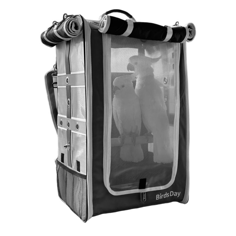 インコ 小鳥 バード トラベルキャリアー Cockatoo Carrier Backpack-Parrot Travel Cage with Wood Perch and Food Bowl, Stainless Steel Tray (Charcoal Gray, Large Birds (for Cockatoos)) 【並行輸入品】|MJ-MARKET