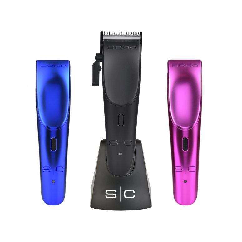 ペットバリカン StyleCraft Ergo Professional Microchipped Magnetic Clipper with 5 Guards, Charging Stand, and 3 Customizable Colored Lids (Black, Pink, Blue) 【並行輸入品】|MJ-MARKET