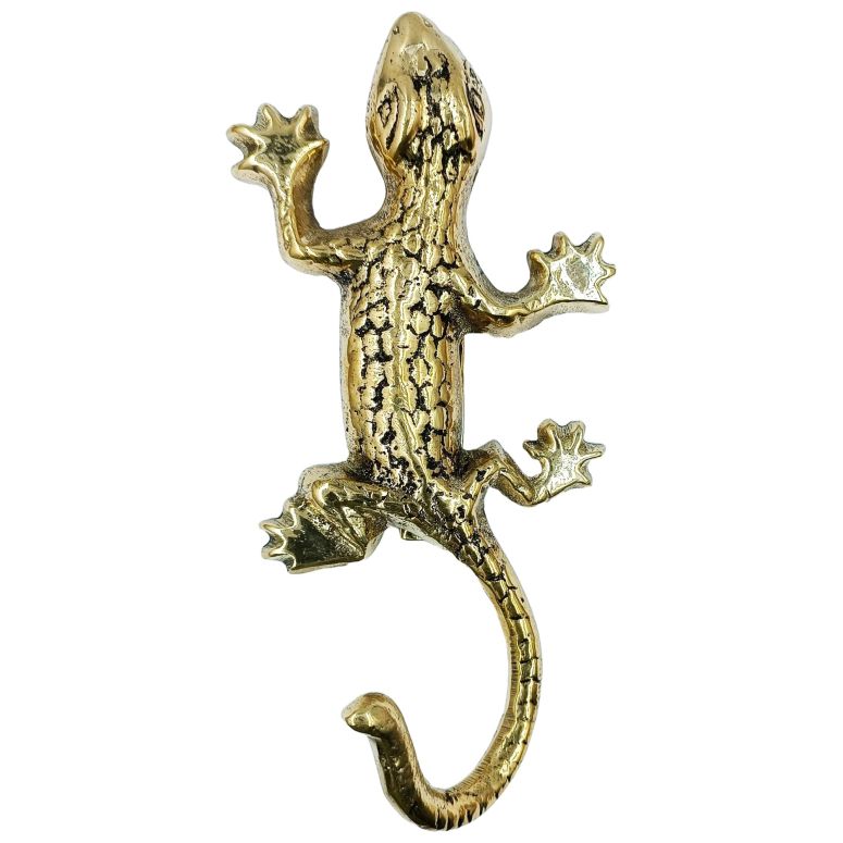部屋の入り口ラッパー Anatolica Brass Gecko Door Knocker, 6.5 inches, Lizard Frontdoor Ornament, Reptile Decor (Antique Brass) 【並行輸入品】