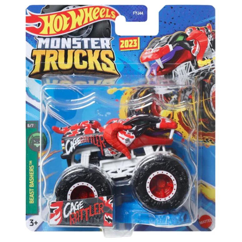 ホットウィール モンスタートラック Hot Wheels Monster Trucks New for 2023 1:64 Scale (Cage Rattler 6/7 Beast Bashers) 【並行輸入品】|MJ-MARKET