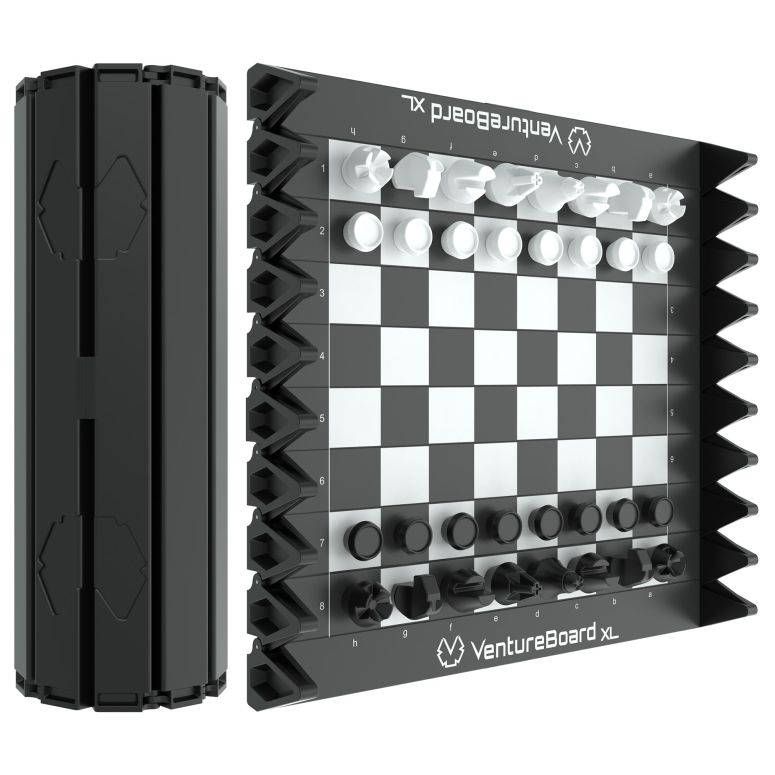 チェス仕かける VENTUREBOARD XL Full-Size 10 Inches Magnetic Unique Chess Set Board Game - Folding Board, Travel Chess Board Game Pieces - (Black/Grey) 【並行輸入品】 ファミリートイ・ゲーム-おもちゃ-チェス